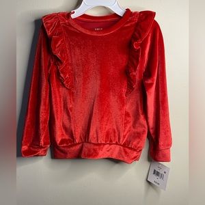 Falls Creek New Red Velour Ruffle Long Sleeve Sweatshirt Girls 3T